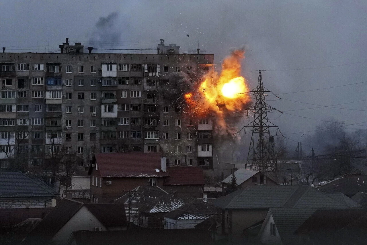 Russian Ammunition Hits Apartment Block in Mariupol Resized
