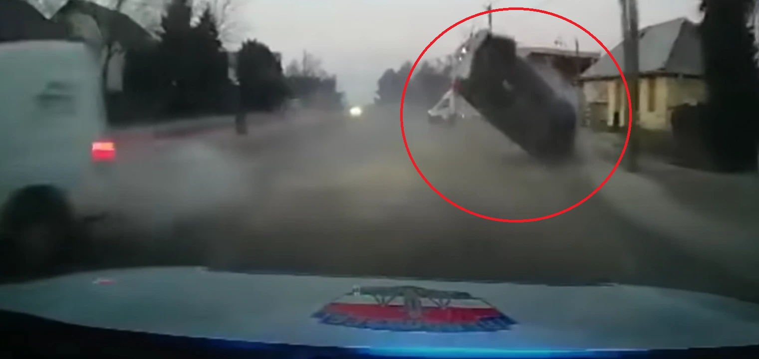 Car flipped in the air during deadly police chase in Hungary