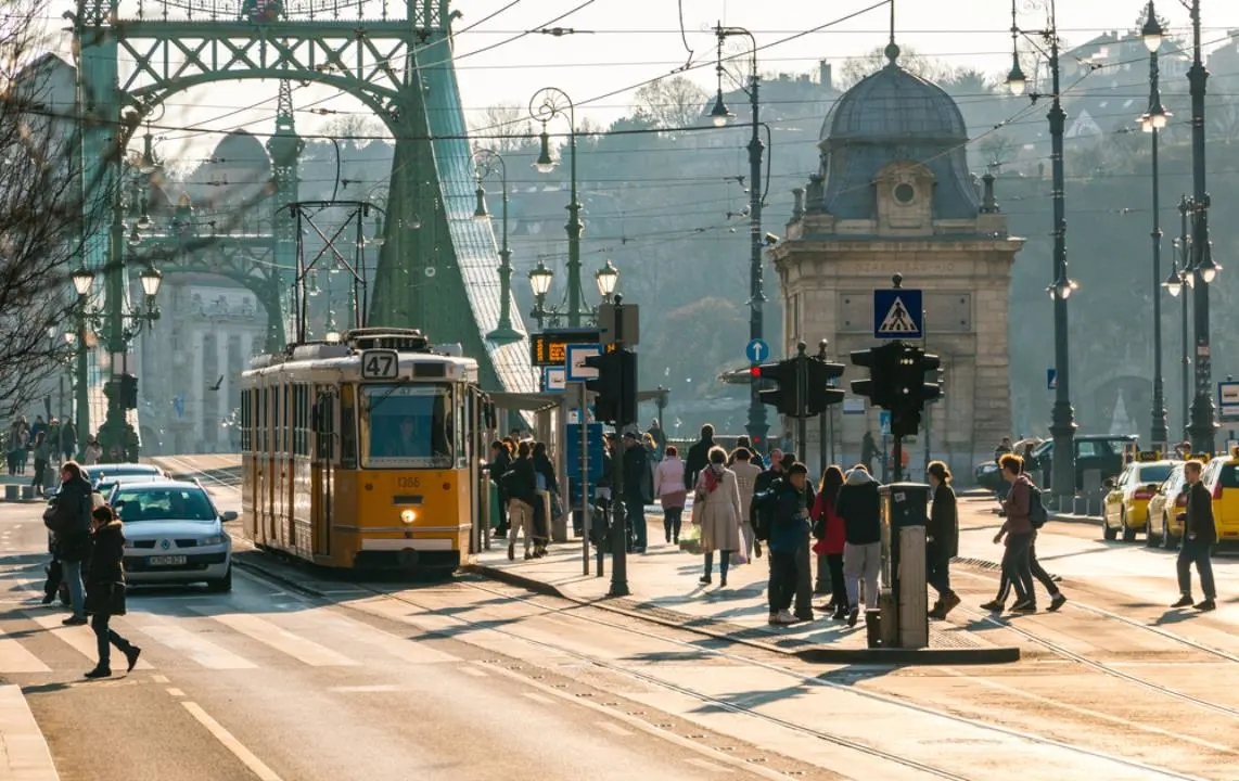 downtown budapest traffic hungary