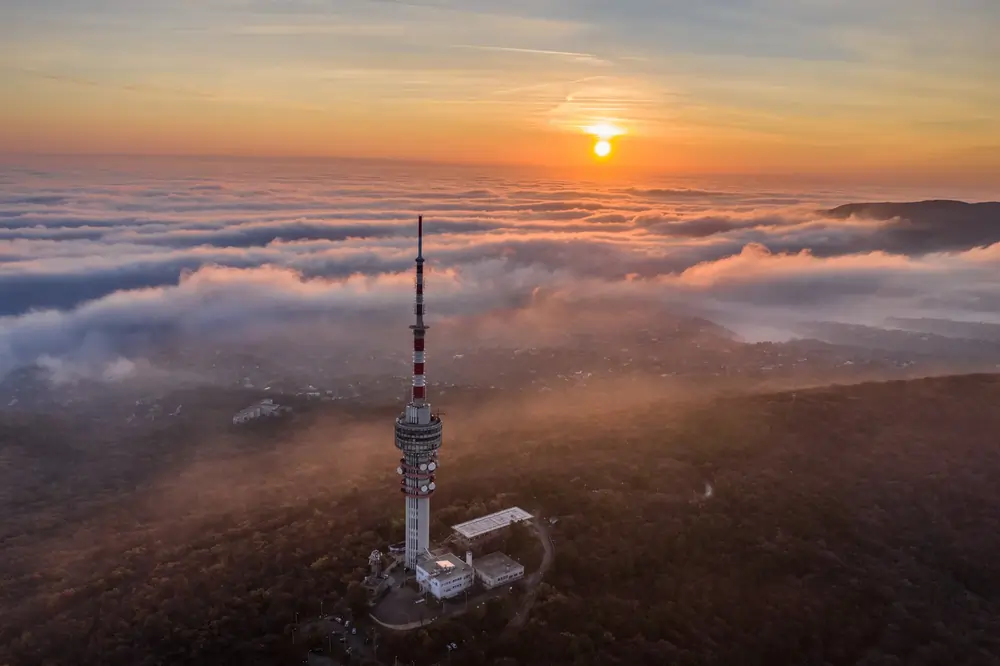 Pécs TV Tower Misina Hill Hungary tallest building panoramic view Pécs Mecsek Mountains